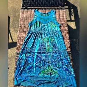 Apt 9 Teal and Green Sleeveless Patterned Dress